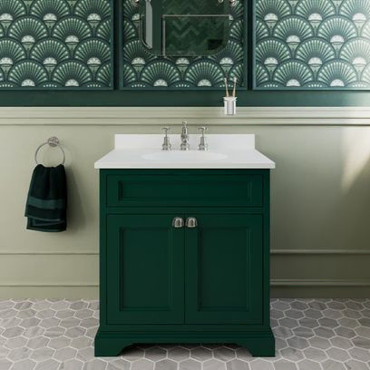 Mueble de lavabo verde oscuro